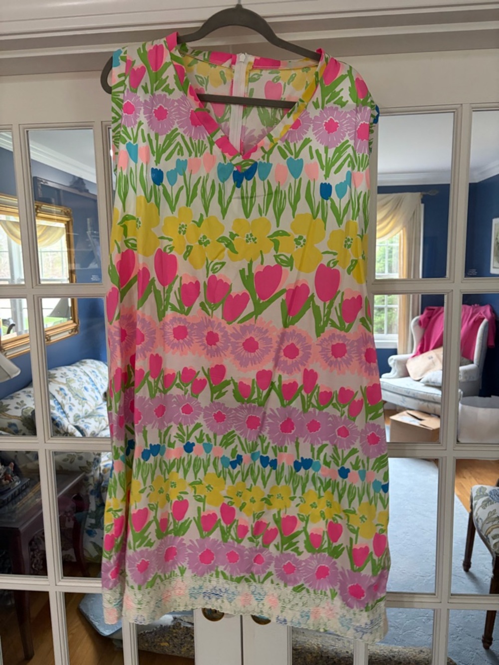 Lilly Pulitzer Floral material Midi Dress Size 16-18 made by a dressmaker